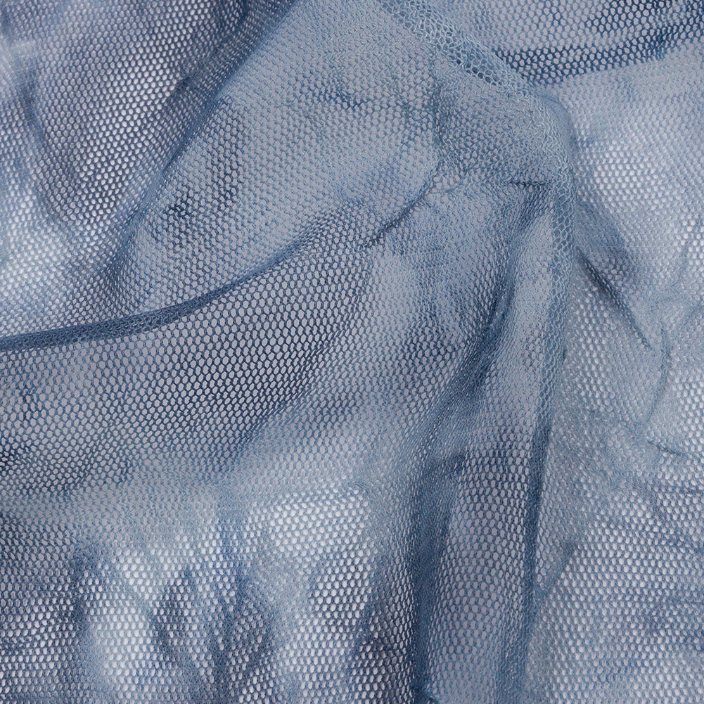 Indigo Tie Dye Crinkled Polyester Stretch Tulle Detail