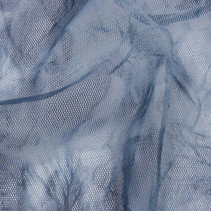 Indigo Tie Dye Crinkled Polyester Stretch Tulle Detail