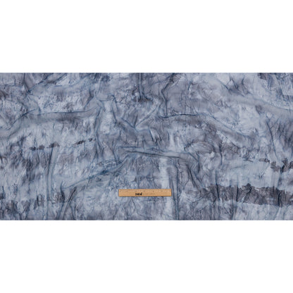 Indigo Tie Dye Crinkled Polyester Stretch Tulle Full