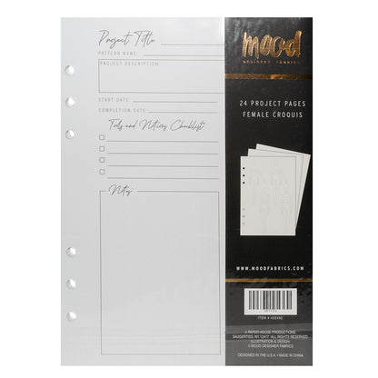 Mood Designer Sewing Planner Project Page Refills - 5.82" x 8.26", A5, 24 Pages