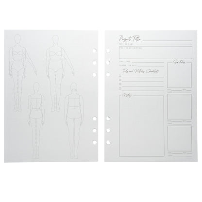 Mood Designer Sewing Planner Project Page Refills - 5.82" x 8.26", A5, 24 Pages