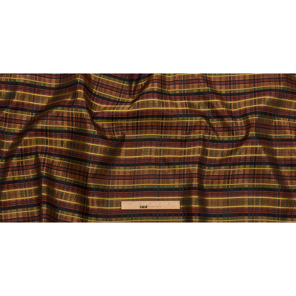 Olive, Burgundy and Black Plaid Polyester Jacquard Full