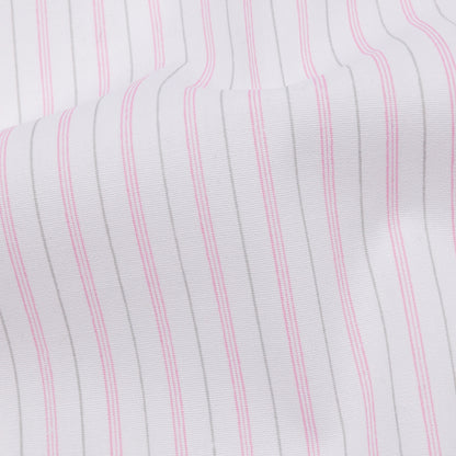 Pink, Gray and White Striped Stretch Cotton Shirting Detail