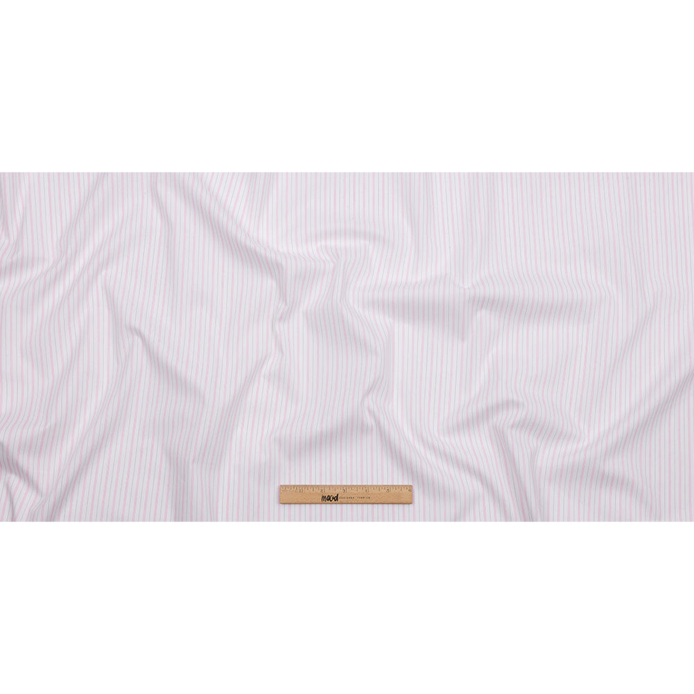 Pink, Gray and White Striped Stretch Cotton Shirting Full