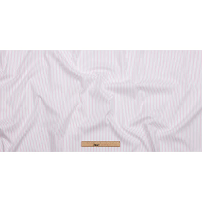 Pink, Gray and White Striped Stretch Cotton Shirting Full