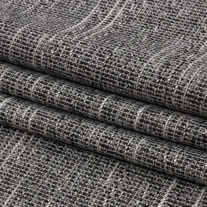 Black, White and Silver Metallic Polyester Tweed Folded