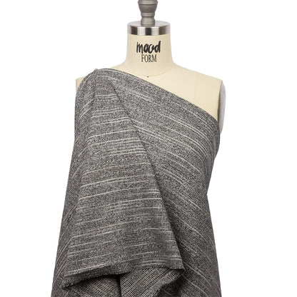 Black, White and Silver Metallic Polyester Tweed Drape