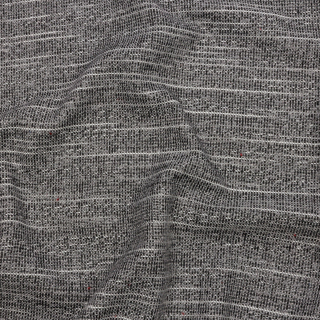 Black, White and Silver Metallic Polyester Tweed