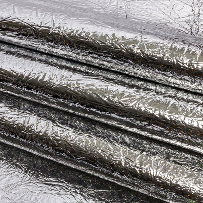 Crinkled Mirror Vinyl with Fabric Backing - Silver - Ingot Collection