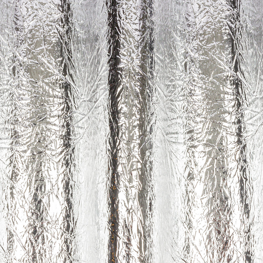 Crinkled Mirror Vinyl with Fabric Backing - Silver - Ingot Collection