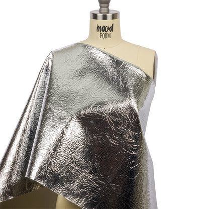Crinkled Mirror Vinyl with Fabric Backing - Silver - Ingot Collection