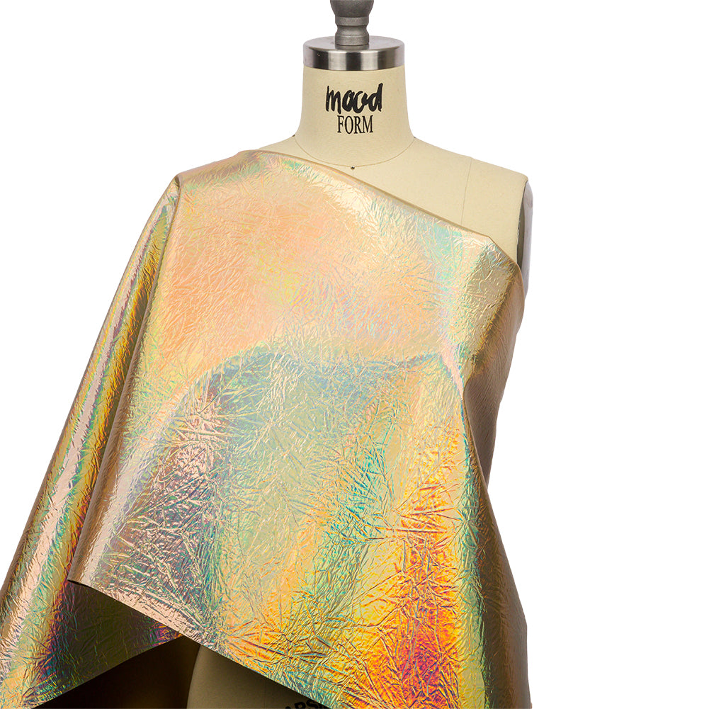 Crinkled Mirror Vinyl with Fabric Backing - Holographic Gold - Ingot Collection