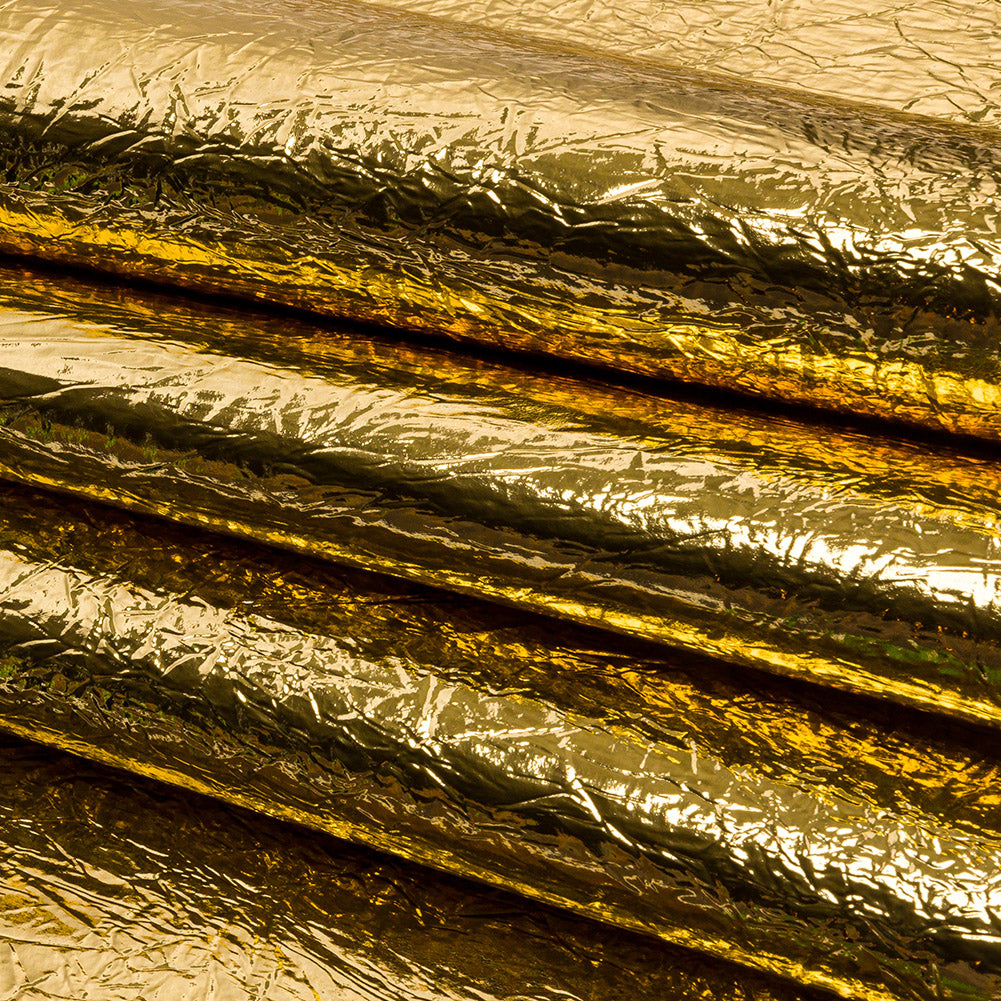 Crinkled Mirror Vinyl with Fabric Backing - Gold - Ingot Collection - Folded