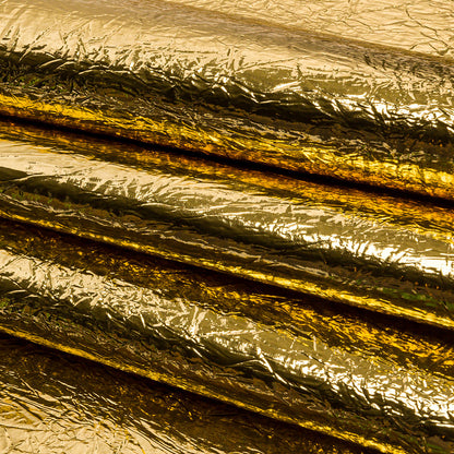 Crinkled Mirror Vinyl with Fabric Backing - Gold - Ingot Collection