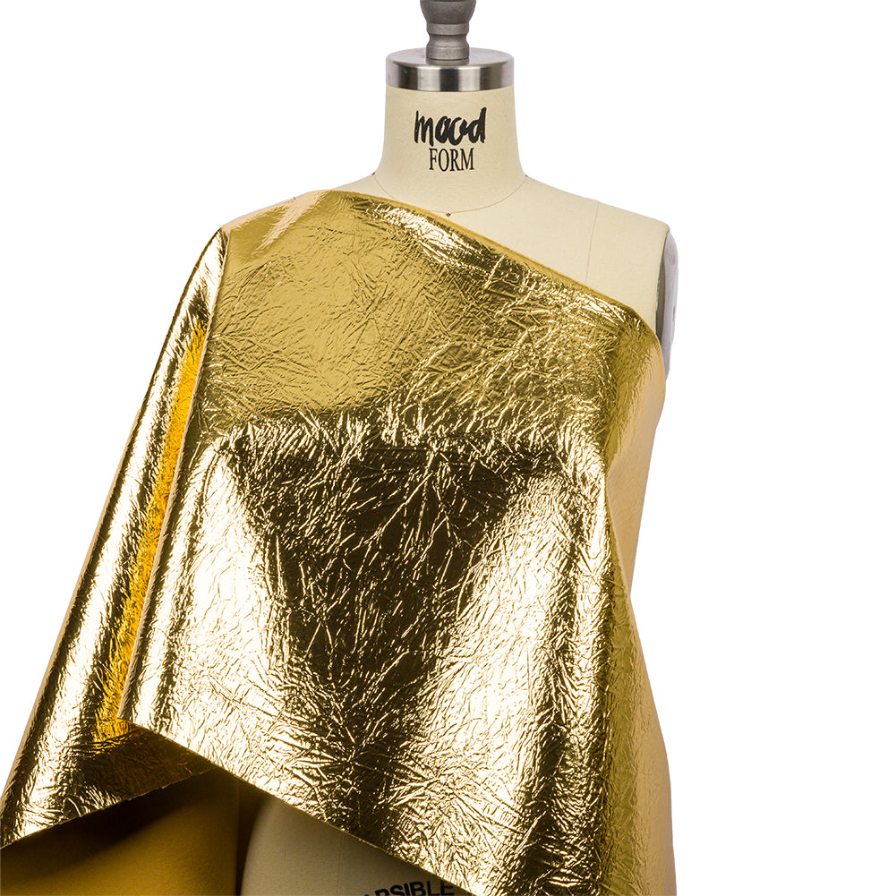 Crinkled Mirror Vinyl with Fabric Backing - Gold - Ingot Collection - Drape