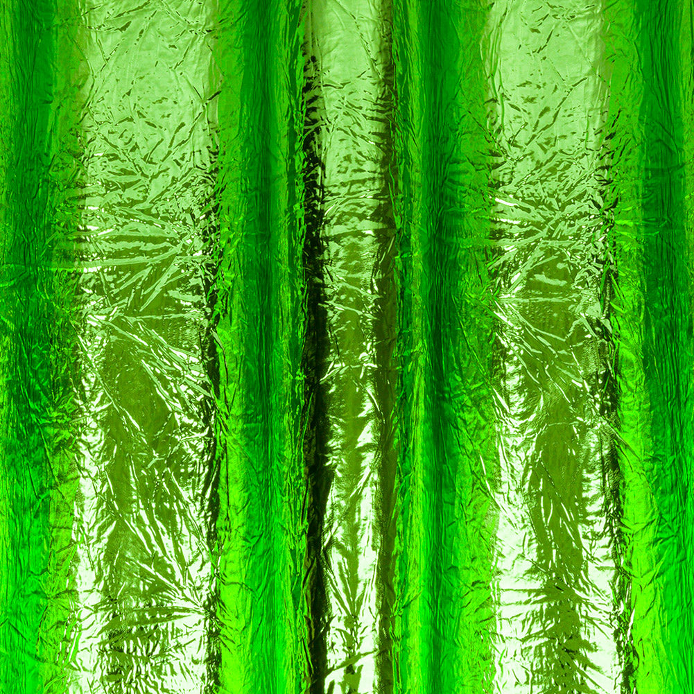 Crinkled Mirror Vinyl with Fabric Backing - Green - Ingot Collection