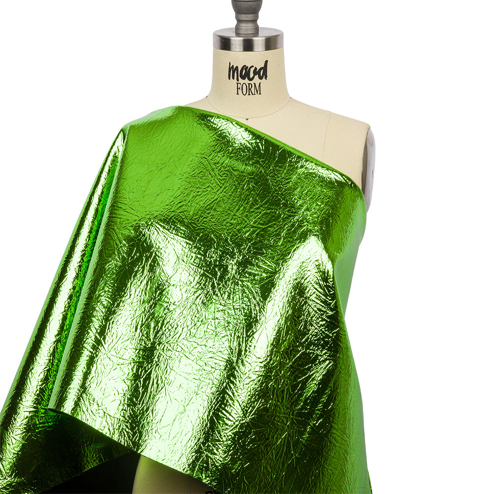 Crinkled Mirror Vinyl with Fabric Backing - Green - Ingot Collection
