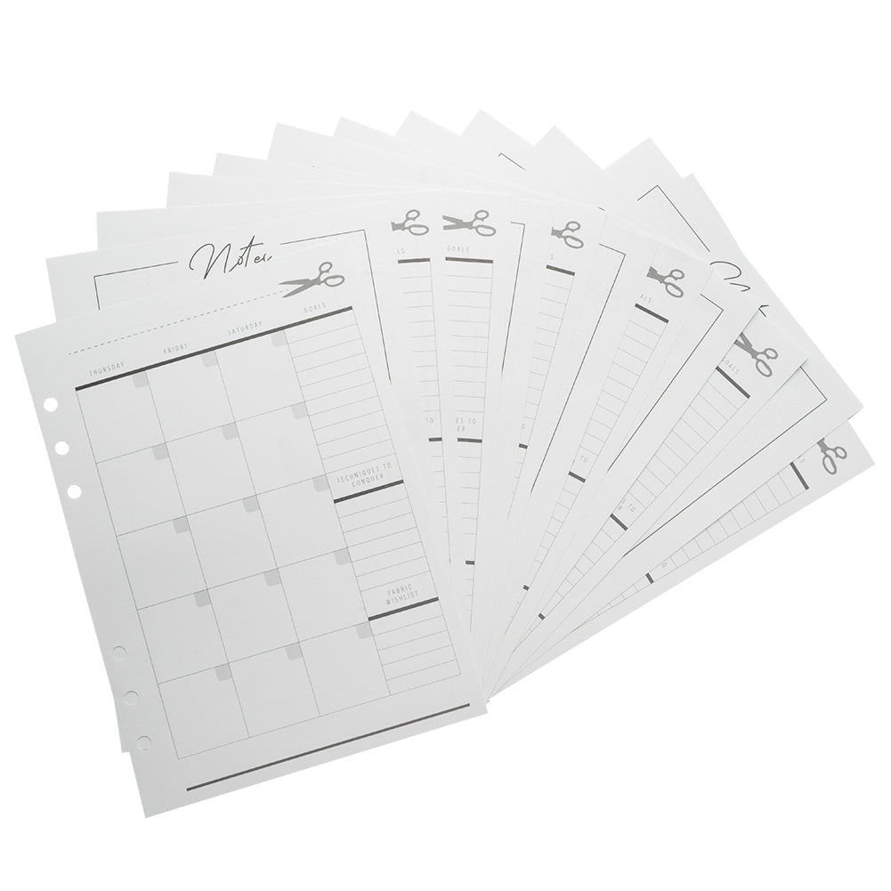 Mood Designer Sewing Planner Undated Monthly Calendar Refills - 5.82" x 8.26", A5, 12 Months