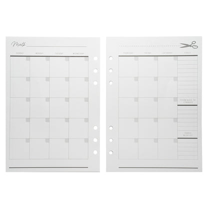 Mood Designer Sewing Planner Undated Monthly Calendar Refills - 5.82" x 8.26", A5, 12 Months