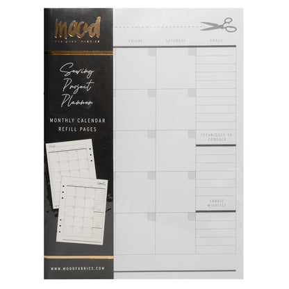 Mood Designer Sewing Planner Undated Monthly Calendar Refills - 5.82" x 8.26", A5, 12 Months