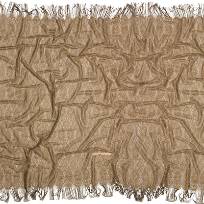 Bronze and Black Diamonds and Flowers Metallic Lace Panel with Fringe Full