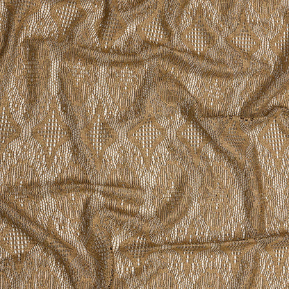 Bronze and Black Diamonds and Flowers Metallic Lace Panel with Fringe