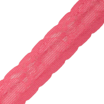 Famous NYC Designer Bubblegum Floral and Scalloped Stretch Lace Trim - 0.9375" Detail