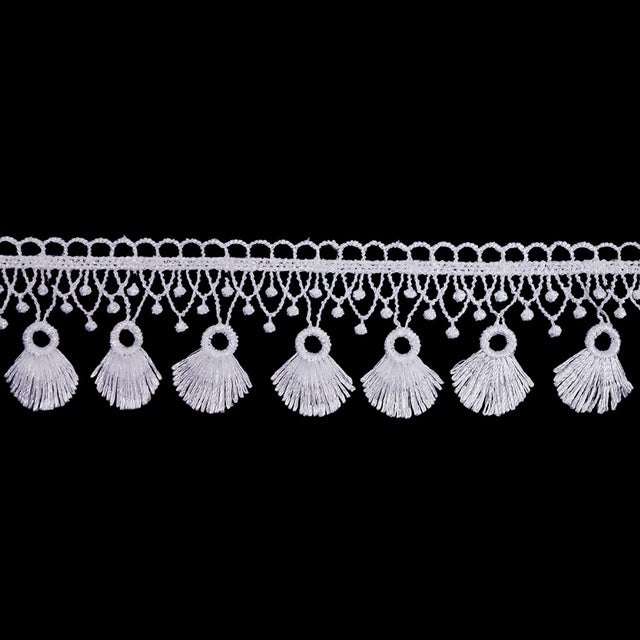 Famous NYC Designer Brilliant White Fan Fringe Venise Lace Trim - 2.125