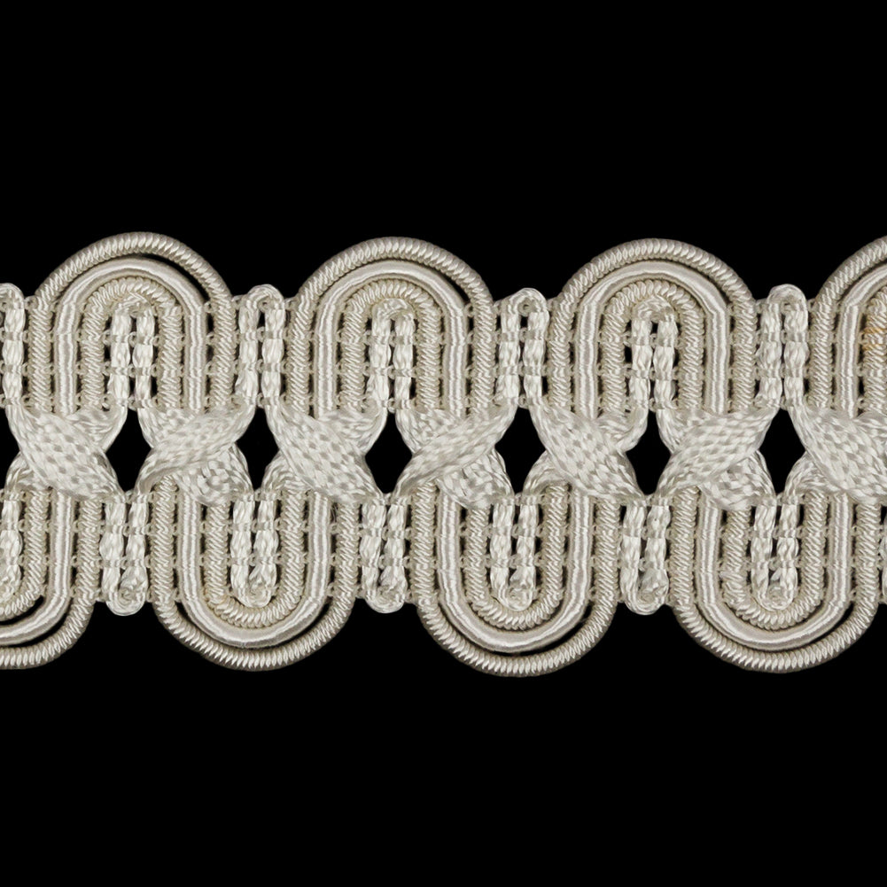 Famous NYC Designer Ivory Arches and Crosses Gimp Braided Trim - 1.375" Detail