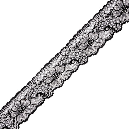 Black and White Floral Re-Embroidered Lace Trim - 1.875"