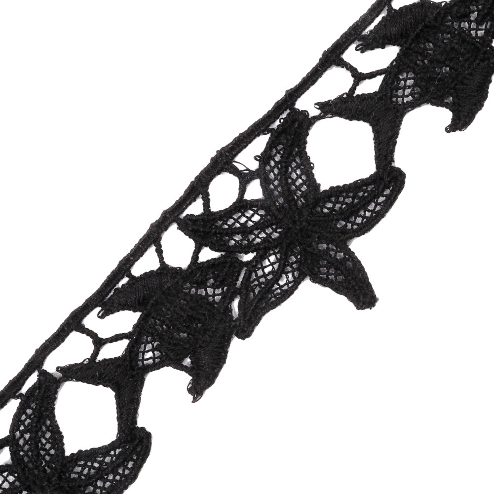 Black Starfish and Minnow Venise Lace Trim - 1.25" Detail