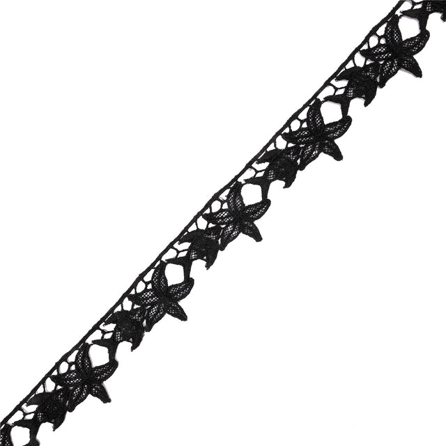 Black Starfish and Minnow Venise Lace Trim - 1.25"
