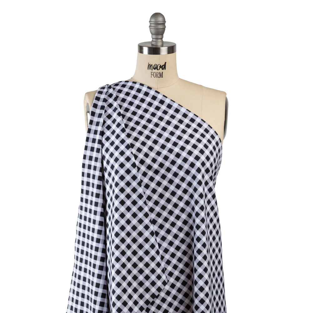 Compression Swimwear Tricot, UV Protective with Aloe Vera Microcapsules - Black and White Checkered - Caye Collection Drape