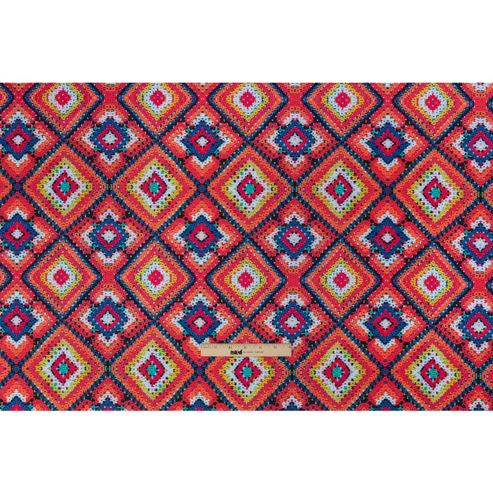 Red, Blue and Yellow Crochet Beads Caye UV Protective Compression Swimwear Tricot with Aloe Vera Microcapsules Full