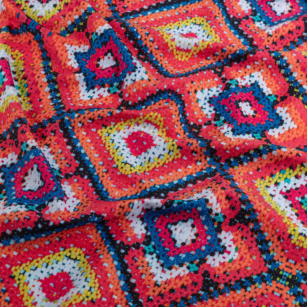 Red, Blue and Yellow Crochet Beads Caye UV Protective Compression Swimwear Tricot with Aloe Vera Microcapsules