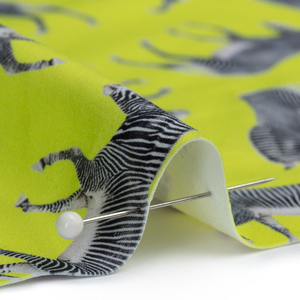 Compression Swimwear Tricot, UV Protective with Aloe Vera Microcapsules - Neon Lemon Zebras - Caye Collection Detail