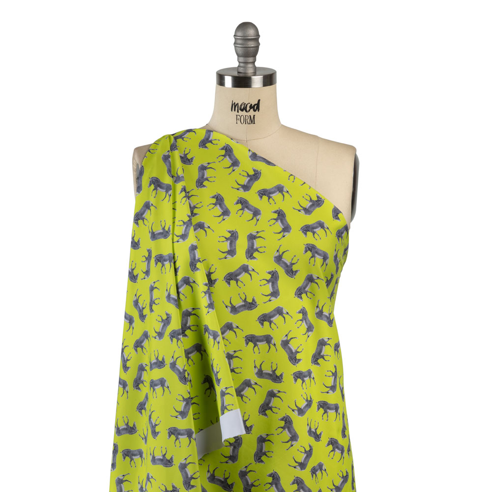 Compression Swimwear Tricot, UV Protective with Aloe Vera Microcapsules - Neon Lemon Zebras - Caye Collection Drape