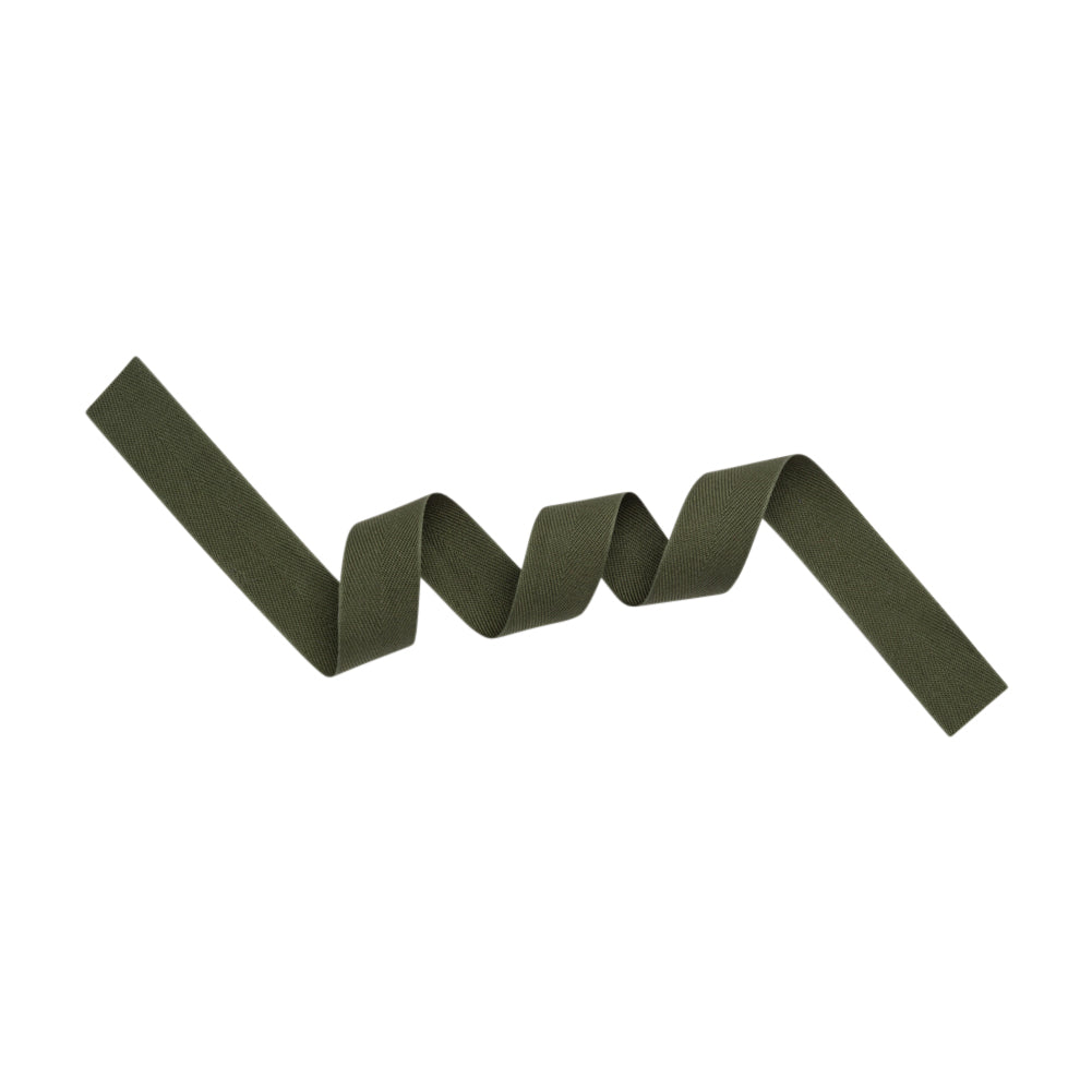 Tilly Rifle Green Herringbone Cotton Twill Tape - 20mm Detail