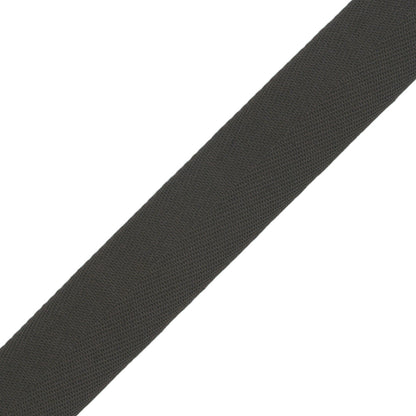 Tilly Shadow Gray Herringbone Cotton Twill Tape - 20mm