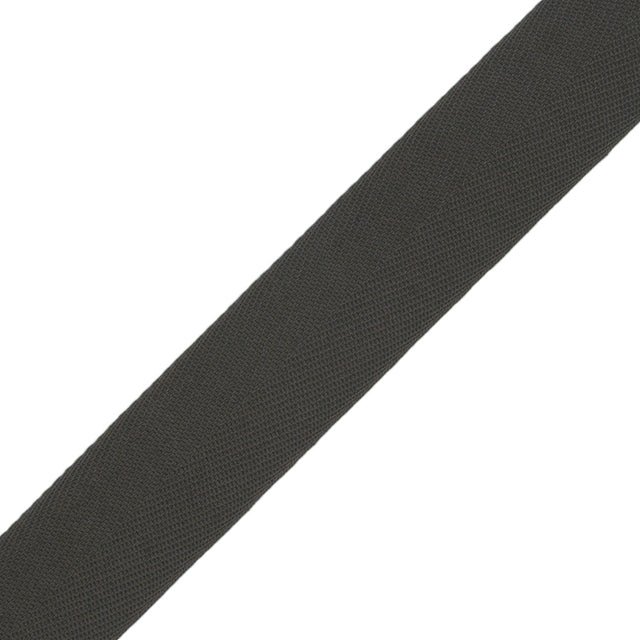 Tilly Shadow Gray Herringbone Cotton Twill Tape - 20mm