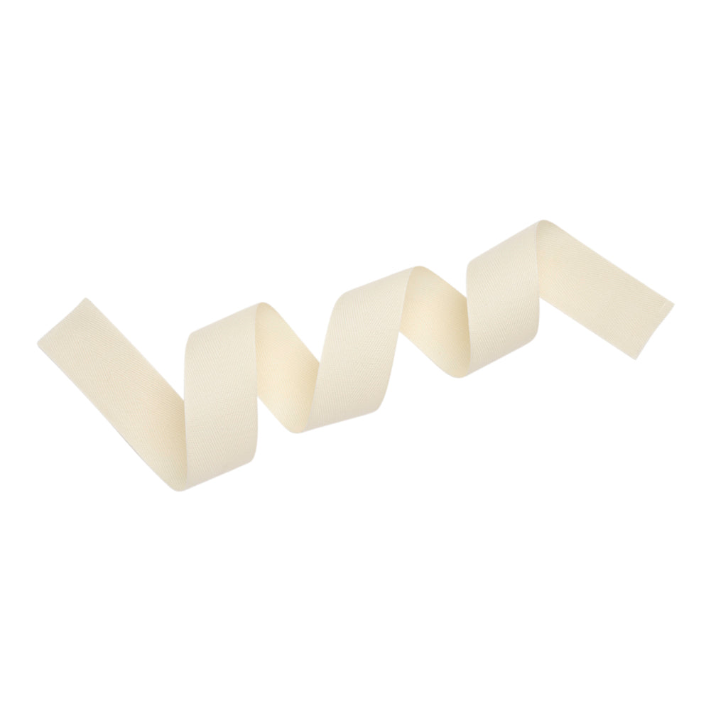 Tilly Ivory Pearl Herringbone Cotton Twill Tape - 25mm Detail