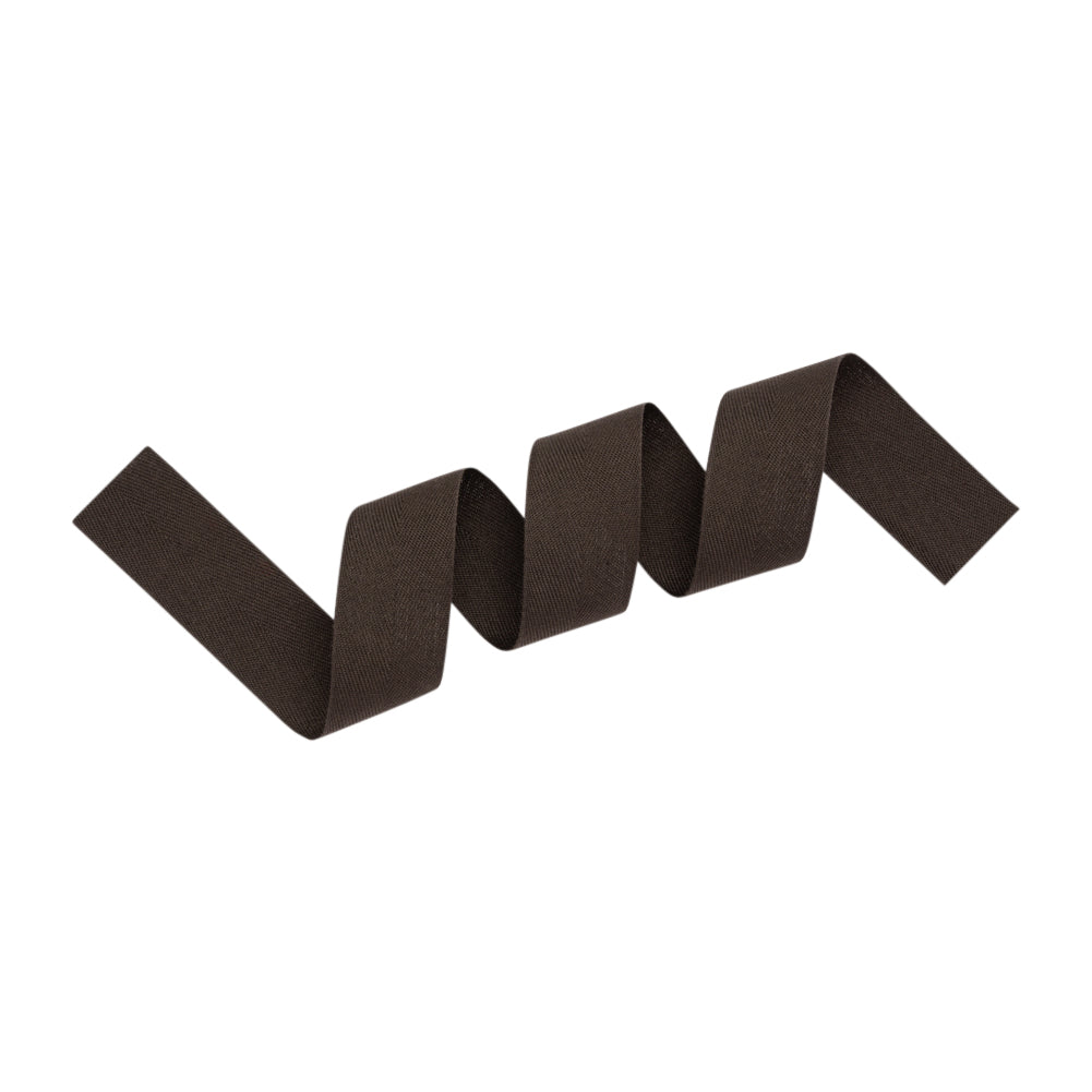 Tilly Black Coffee Herringbone Cotton Twill Tape - 25mm Detail
