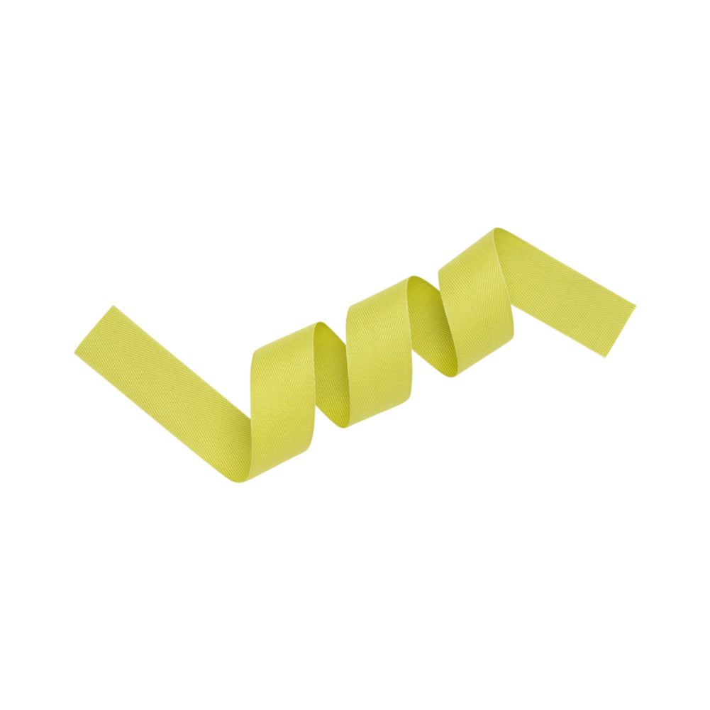 Tilly Light Chartreuse Herringbone Cotton Twill Tape - 25mm Detail