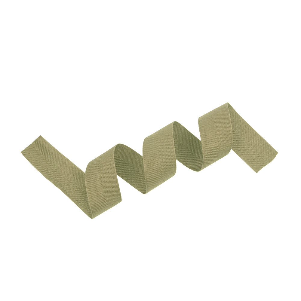 Tilly Camouflage Green Herringbone Cotton Twill Tape - 25mm Detail