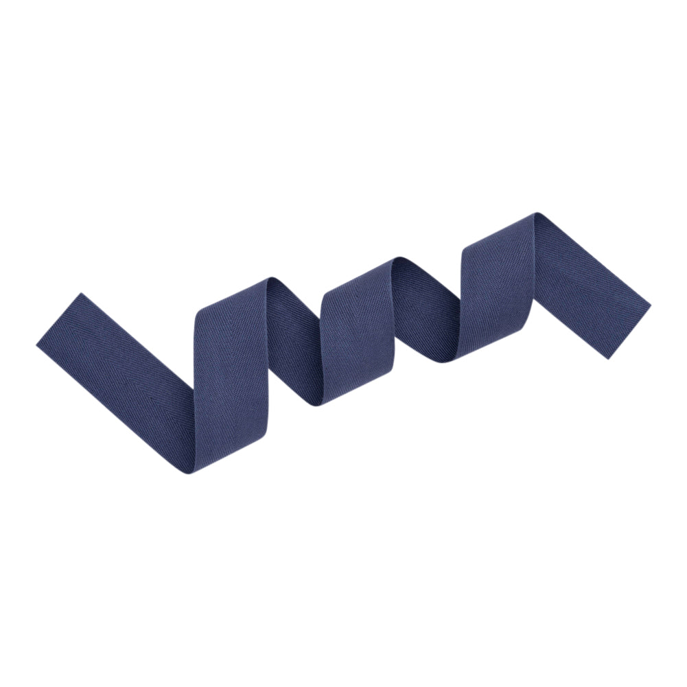 Tilly Purple Navy Herringbone Cotton Twill Tape - 25mm Detail