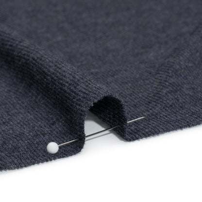 Cotton and Modal 1x1 Rib Knit - Heathered Navy Blue Detail