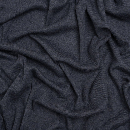 Cotton and Modal 1x1 Rib Knit - Heathered Navy Blue