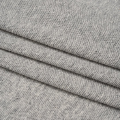 Cotton and Modal 1x1 Rib Knit - Heathered Light Gray Folded