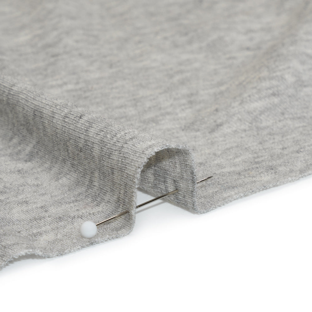 Cotton and Modal 1x1 Rib Knit - Heathered Light Gray Detail