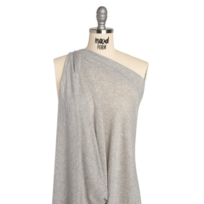 Cotton and Modal 1x1 Rib Knit - Heathered Light Gray Drape